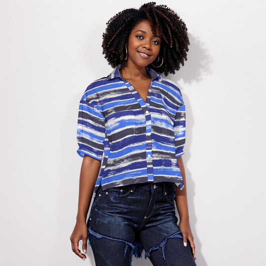 Sixty Eight 93 Logo White & Black Women's V-Neck Shirt #1