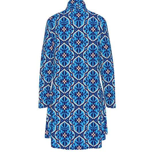 Sixty Eight 93 Logo White Women's High Neck Long Sleeve Dress #17