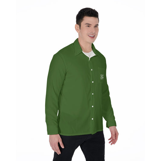 Sixty Eight 93 Logo White Forest Green Men's Long Sleeve Shirt