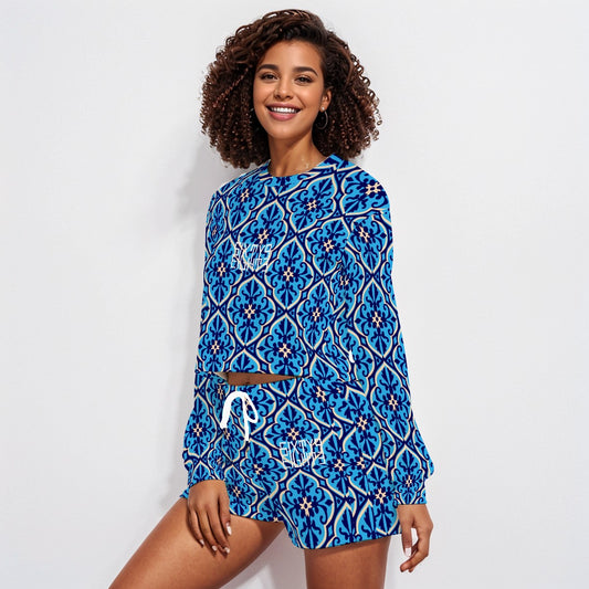 Sixty Eight 93 Logo White Women's Short Sweatshirt And Pants Set #10