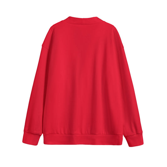 Sixty Eight 93 Logo White Red Unisex V-Neck Knitted Fleece Cardigan