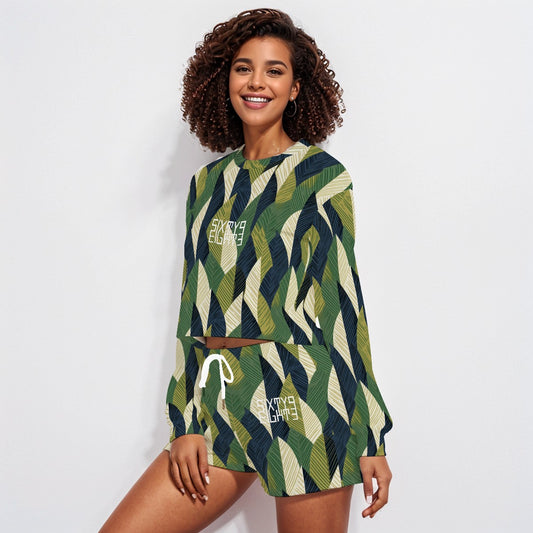 Sixty Eight 93 Logo White Women's Short Sweatshirt And Pants Set #1