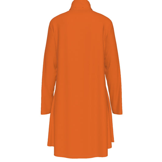 Sixty Eight 93 Logo White Netherland Orange Women's High Neck Long Sleeve Dress #23