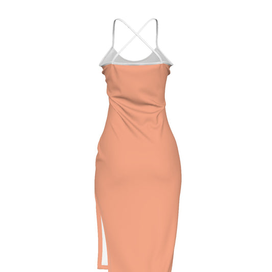 Sixty Eight 93 Logo White Peach Women's Back Cross Cami Dress