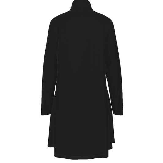 Sixty Eight 93 Logo White Black Women's High Neck Long Sleeve Dress #20