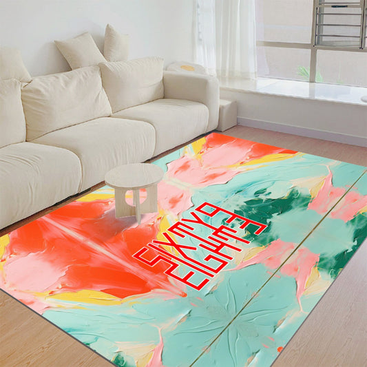 Sixty Eight 93 Logo Red & White Foldable Rectangular Thickened Floor Mat #21