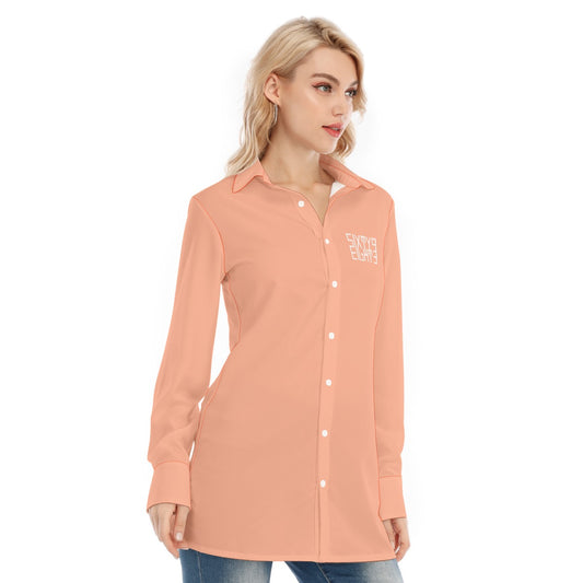 Sixty Eight 93 Logo White Peach Women's Long Shirt
