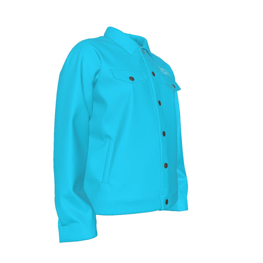 Sixty Eight 93 Logo White Aqua Blue Unisex Lapel Jacket