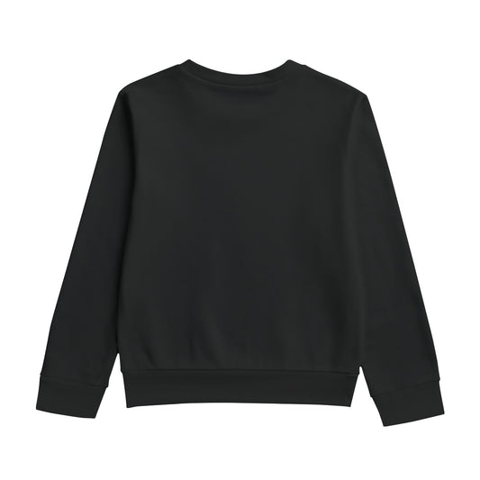 Sixty Eight 93 Logo White Black Kid's Round Neck Sweatshirt