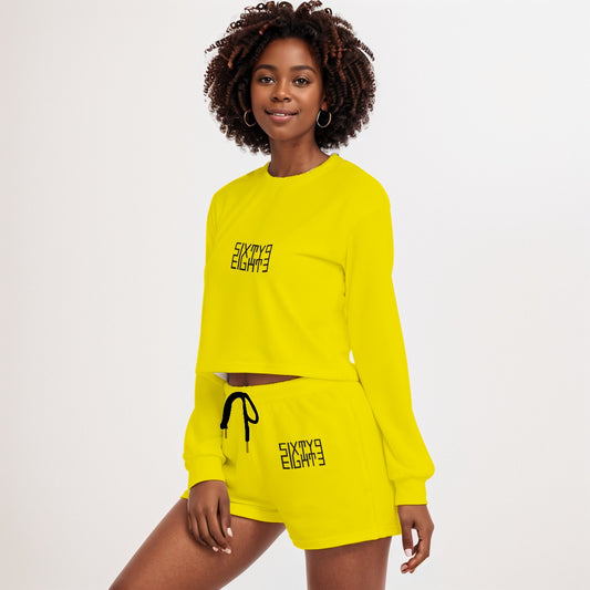 Sixty Eight 93 Logo Black Lemonade Women's Short Sweatshirt And Pants Set