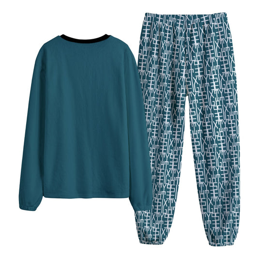 Sixty Eight 93 Logo White Dark Teal Unisex Thicken Pajama Set #11