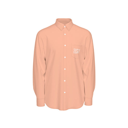 Sixty Eight 93 Logo White Peach Men's Cotton Long Sleeve Shirt