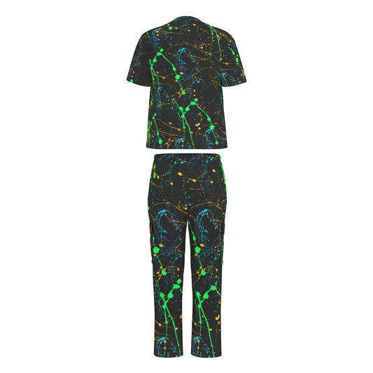 Sixty Eight 93 Logo White Splatter #4 Unisex Scrub Set With Six Pockets