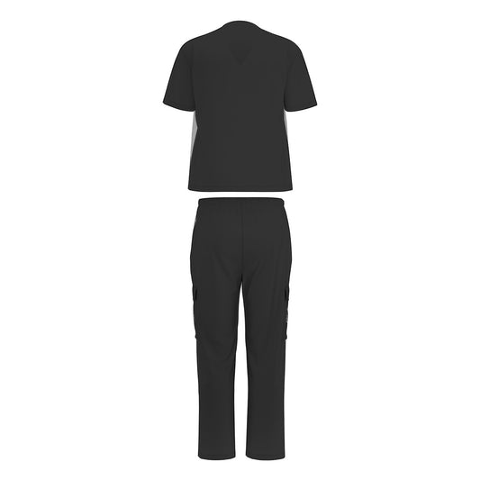 Sixty Eight 93 Logo White Grey & Black Unisex Scrub Set With Six Pockets