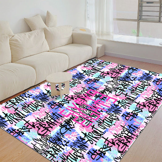 Sixty Eight 93 Logo Fuchsia & White Foldable Rectangular Thickened Floor Mat #4