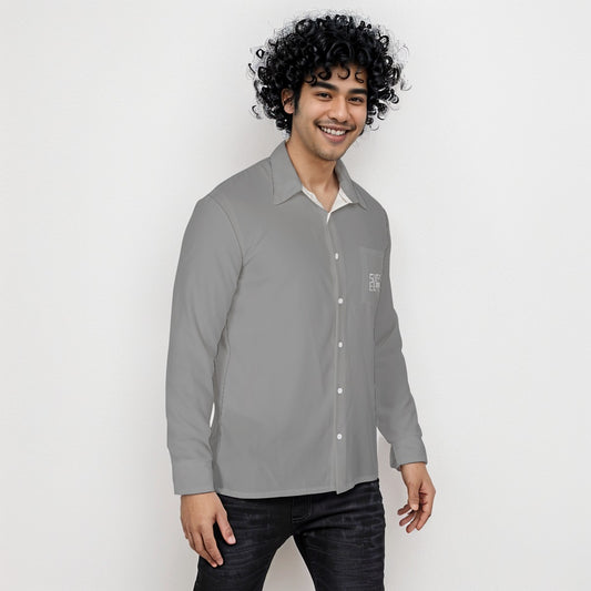 Sixty Eight 93 Logo White Grey Men's Long Sleeve Shirt