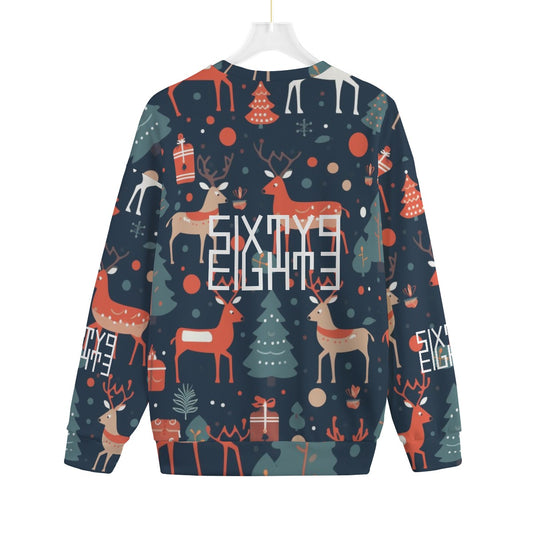 Sixty Eight 93 Logo White Unisex Ugly Christmas Drop-Shoulder Knitted Fleece Sweater #2