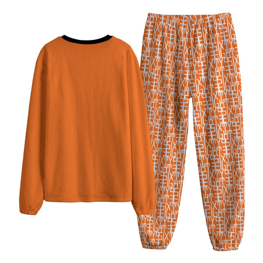 Sixty Eight 93 Logo White Orange Unisex Thicken Pajama Set #3