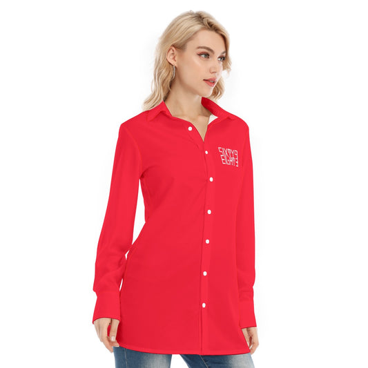 Sixty Eight 93 Logo White Red Women's Long Shirt