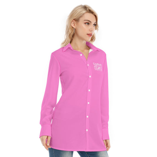 Sixty Eight 93 Logo White Pink Women's Long Shirt
