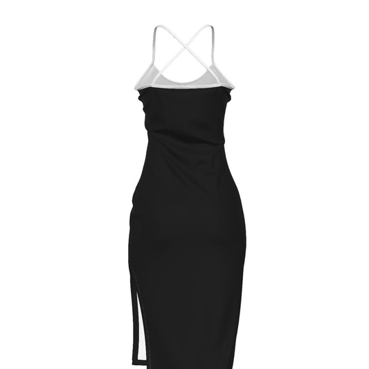 Sixty Eight 93 Logo White Black Women's Back Cross Cami Dress