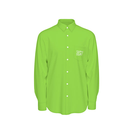 Sixty Eight 93 Logo White Green Apple Men's Cotton Long Sleeve Shirt