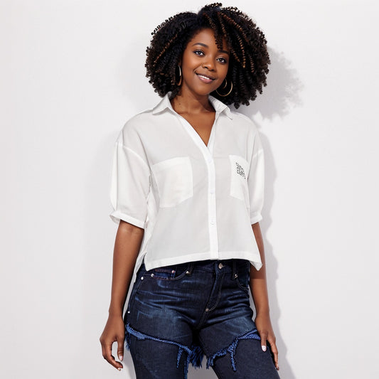 Sixty Eight 93 Logo Black White Women's V-Neck Shirt