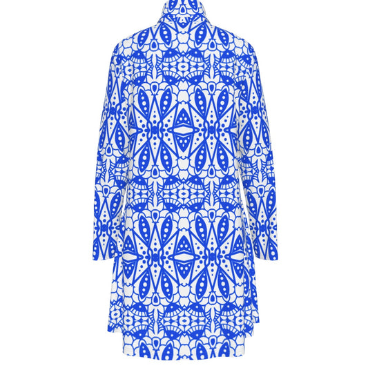 Sixty Eight 93 Logo Gold Women's High Neck Long Sleeve Dress #8