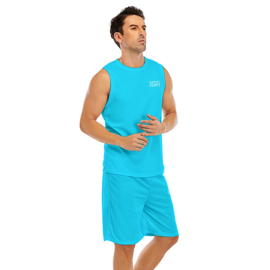 Sixty Eight 93 Logo White Aqua Blue Men's Basketball Set