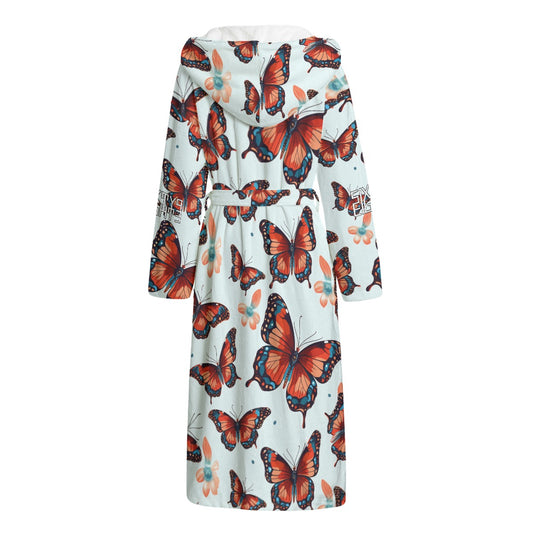 Sixty Eight 93 Logo White & Black Unisex Flannel Hooded Bathrobe #3