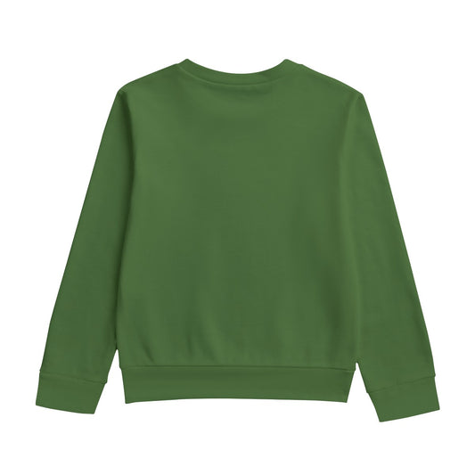 Sixty Eight 93 Logo White Forest Green Kid's Round Neck Sweatshirt