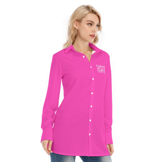 Sixty Eight 93 Logo White Fuchsia Women's Long Shirt