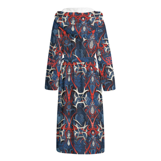 Sixty Eight 93 Logo Red & White Unisex Flannel Hooded Bathrobe #8