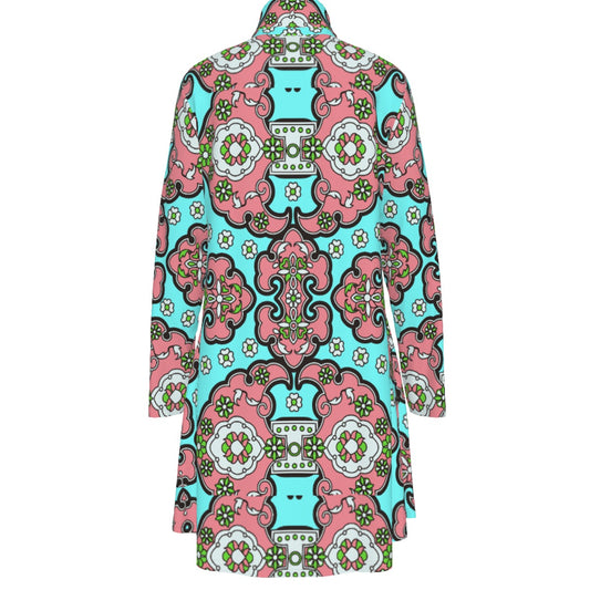 Sixty Eight 93 Logo White Women's High Neck Long Sleeve Dress #15