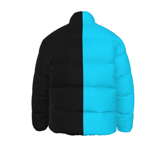 Sixty Eight 93 Logo White Aqua Blue & Black Unisex Puffer Jacket
