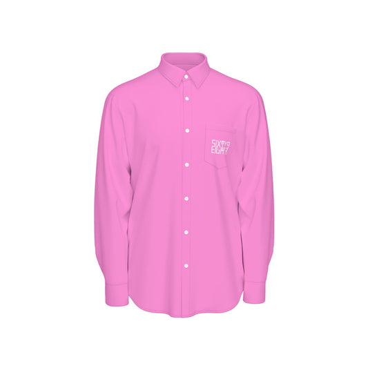 Sixty Eight 93 Logo White Pink Men's Cotton Long Sleeve Shirt
