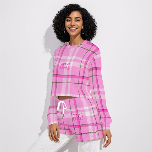 Sixty Eight 93 Logo Fuchsia Women's Short Sweatshirt And Pants Set #13