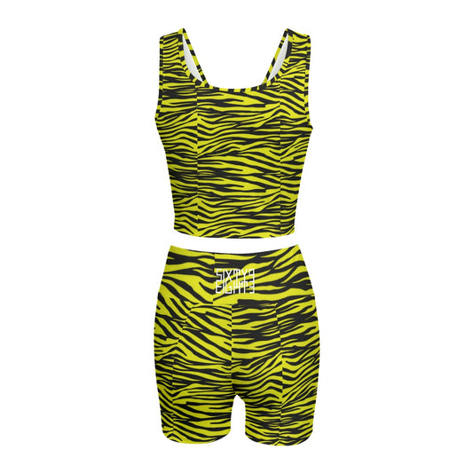 Sixty Eight 93 Logo White Zebra Black Lemonade Women's Yoga Set