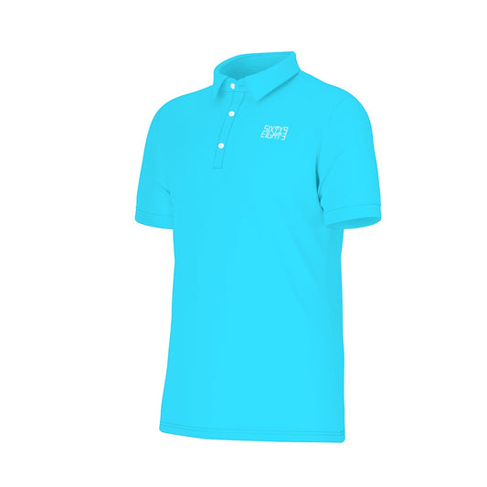 Sixty Eight 93 Logo White Aqua Blue Men's Stretch Polo Shirt