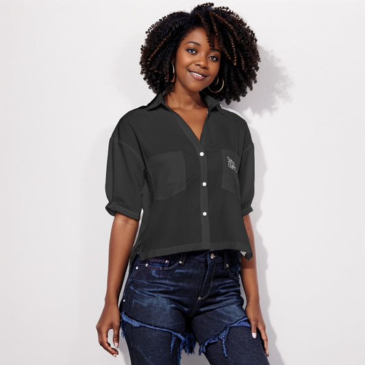 Sixty Eight 93 Logo White Black Women's V-Neck Shirt