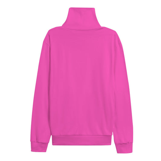 Sixty Eight 93 Logo White Fuchsia Unisex Turtleneck Knitted Fleece Sweater