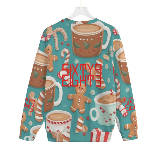 Sixty Eight 93 Logo Red Unisex Ugly Christmas Drop-Shoulder Knitted Fleece Sweater #1