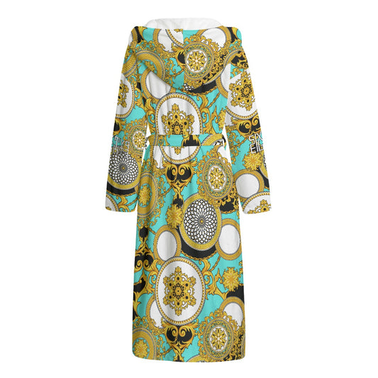 Sixty Eight 93 Logo White & Black Unisex Flannel Hooded Bathrobe #12