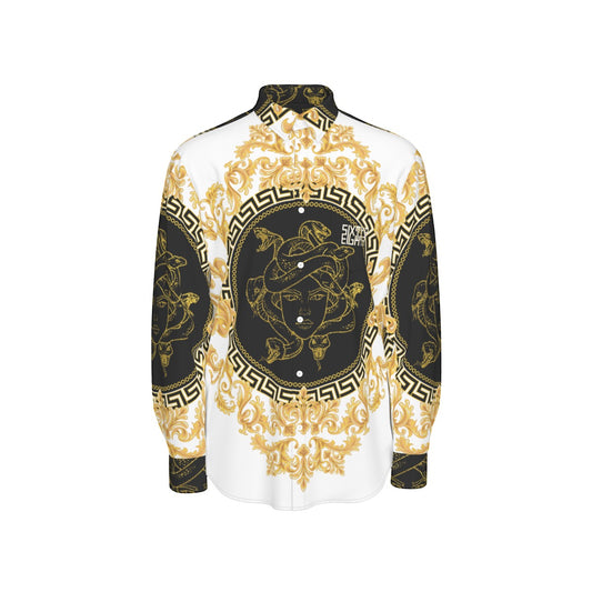 Sixty Eight 93 Logo White & Gold Men's Cotton Long Sleeve Shirt #1