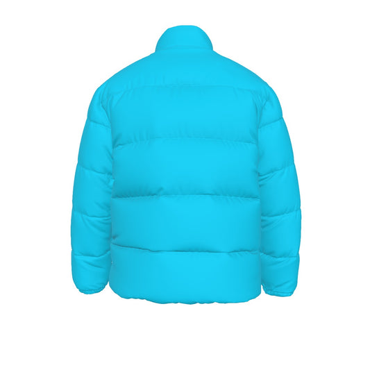 Sixty Eight 93 Logo White Aqua Blue Unisex Puffer Jacket