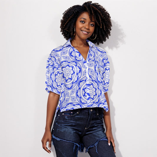 Sixty Eight 93 Logo White & Black Women's V-Neck Shirt #5