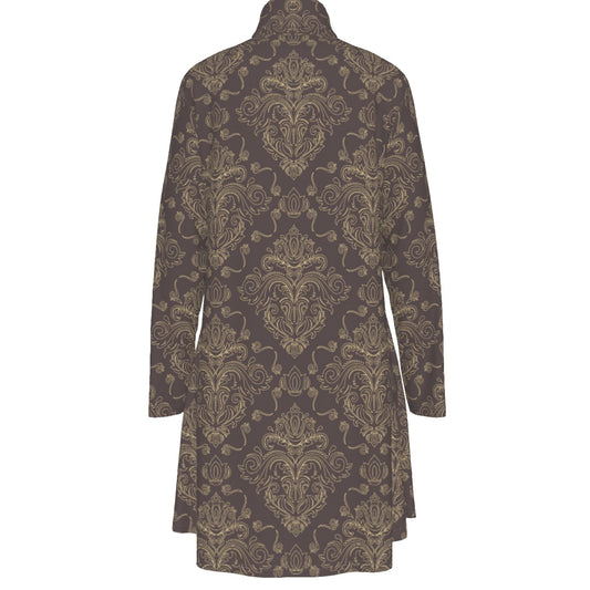 Sixty Eight 93 Logo White Women's High Neck Long Sleeve Dress #9