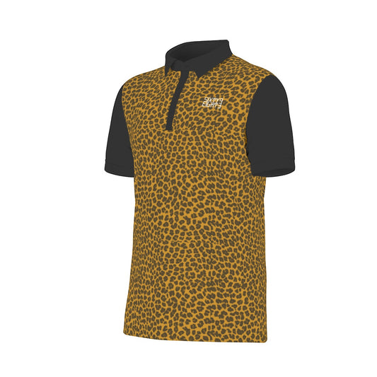 Sixty Eight 93 Logo White Black Cheetah Orange Men's Stretch Polo Shirt