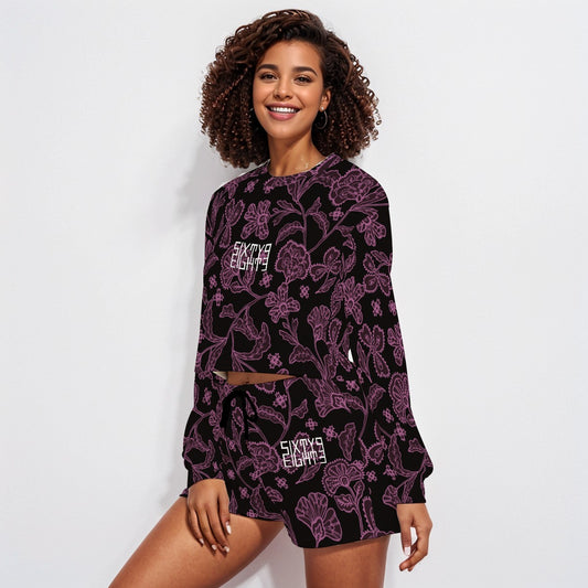 Sixty Eight 93 Logo White Women's Short Sweatshirt And Pants Set #9