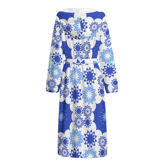 Sixty Eight 93 Logo Aqua Blue Unisex Flannel Hooded Bathrobe #7